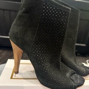 Elegant Black Perforated Heeled Boots